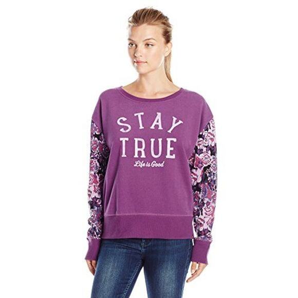 Life Is Good Sweater Stay True Pullover Sweater Womens XXL Purple Knit Sweater - Picture 7 of 10